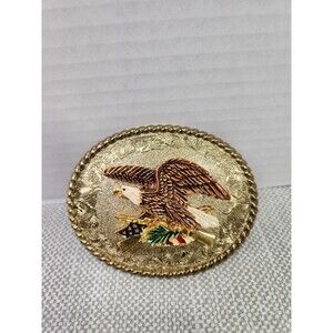 Raintree Vintage 1978 Belt Buckle Second Amendment Bald Eagle Patriotic Western